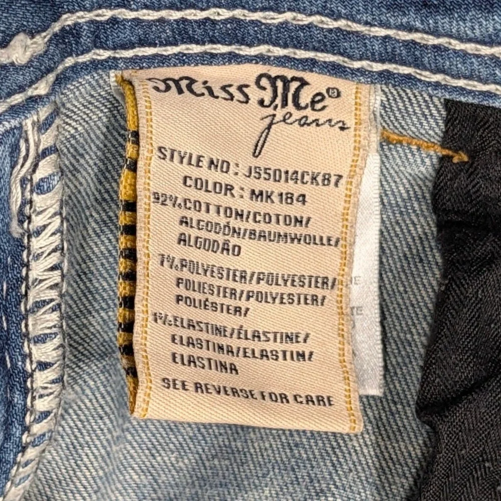 Miss Me Cuffed Skinny Distressed Rhinestone Jeans JS5014CK87 Blue Size 27